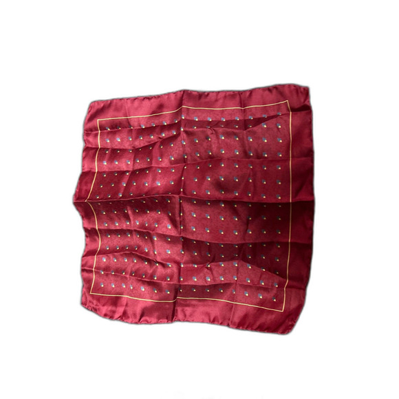 Vintage Red Silk Handkerchief with Floral Pattern - Picture 2 of 6